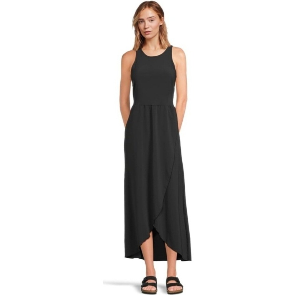 Isabella Active Wear Black Flowy Petal‎ Hem Tank Dress Small NWT $60
